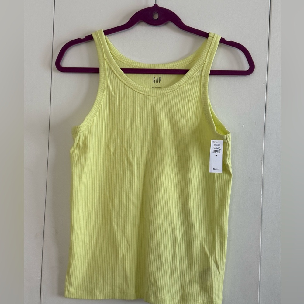 GAP Women's Light Yellow Ribbed Tank Top